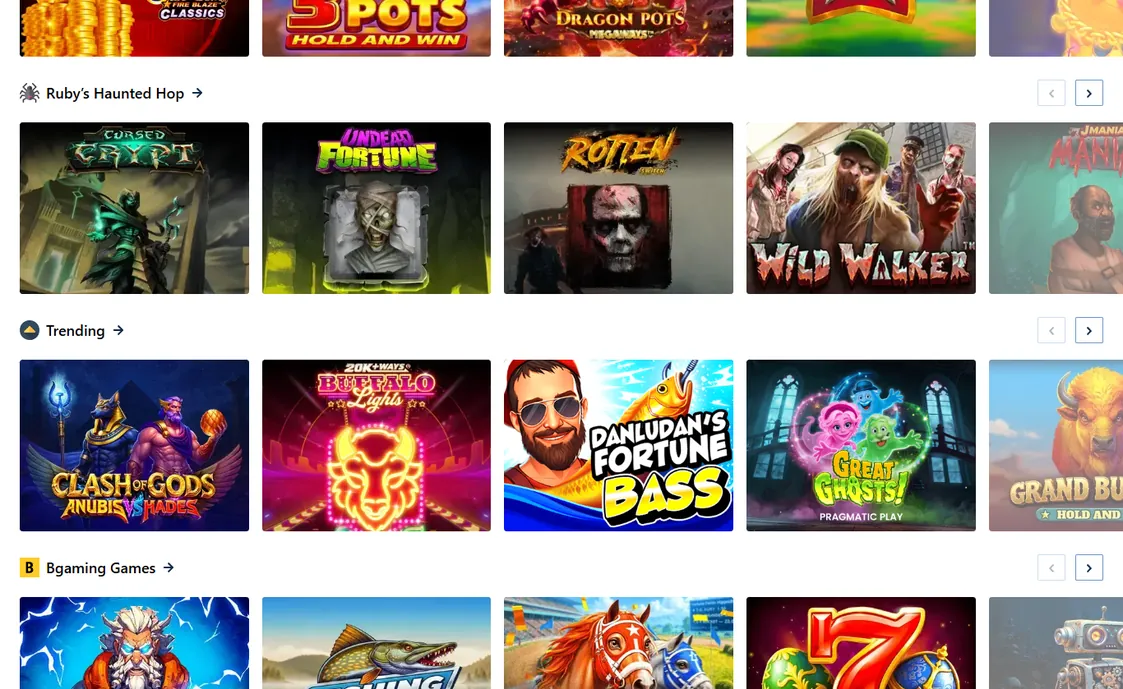 Play featured casino games